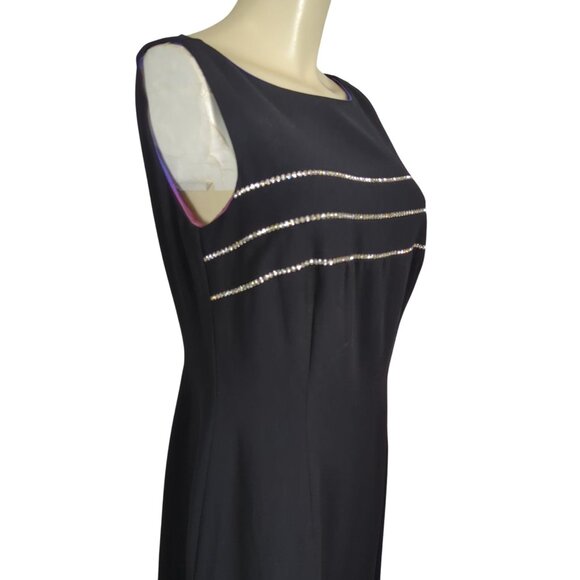 Vintage‎ CDC Black Sleeveless Cocktail Dress Rhinestone Embellishments Size 10 - Picture 5 of 15